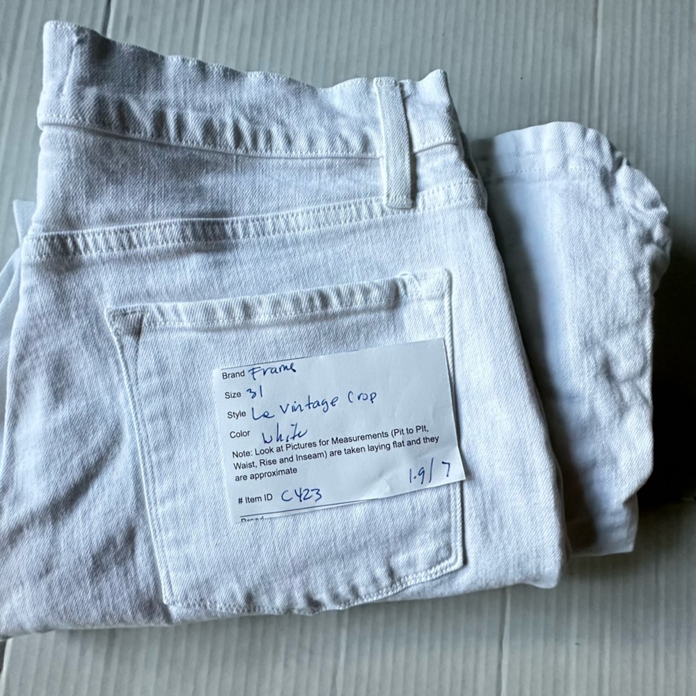 FRAME‎ Women’s Jeans Wide Leg Le Vintage Crop High Rise White size 31 - Picture 10 of 10
